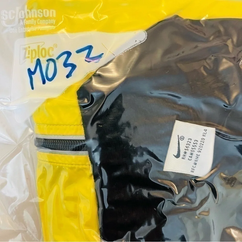 Vintage Nike Full Zip Swoosh Logo Reflective Windbreaker Jacket S Yellow/Black